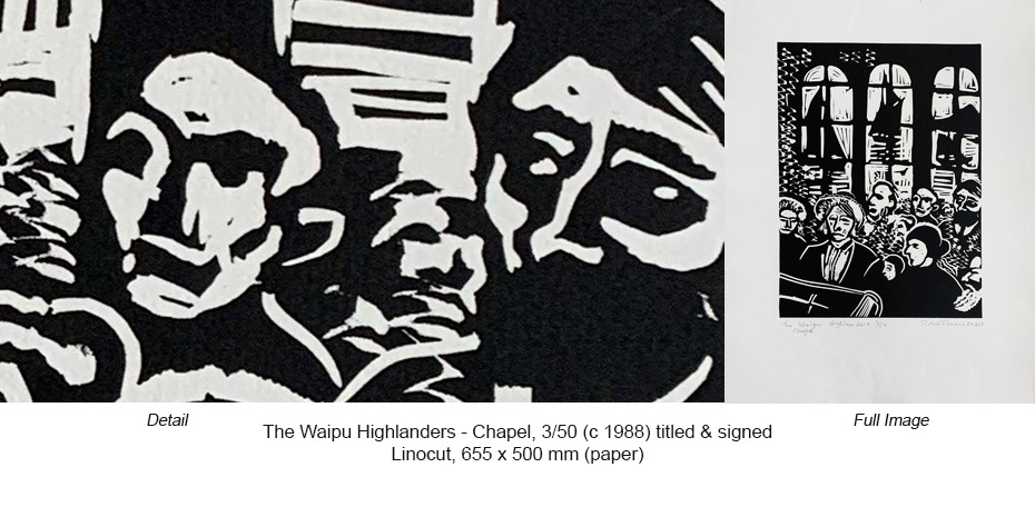 RM - The Waipu Highlanders 3 of 50 x 1988 linocut