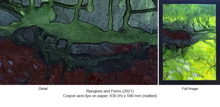 CH - Crayon & dye - Rangiora and Ferns