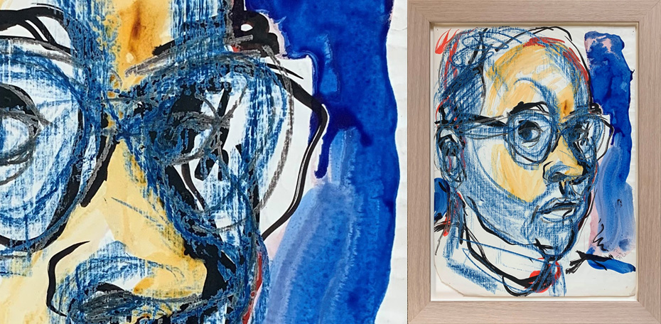 60 PPT Portrait in Blue self portrait 1960s mixed media 51 x 38 600 x 470 fr