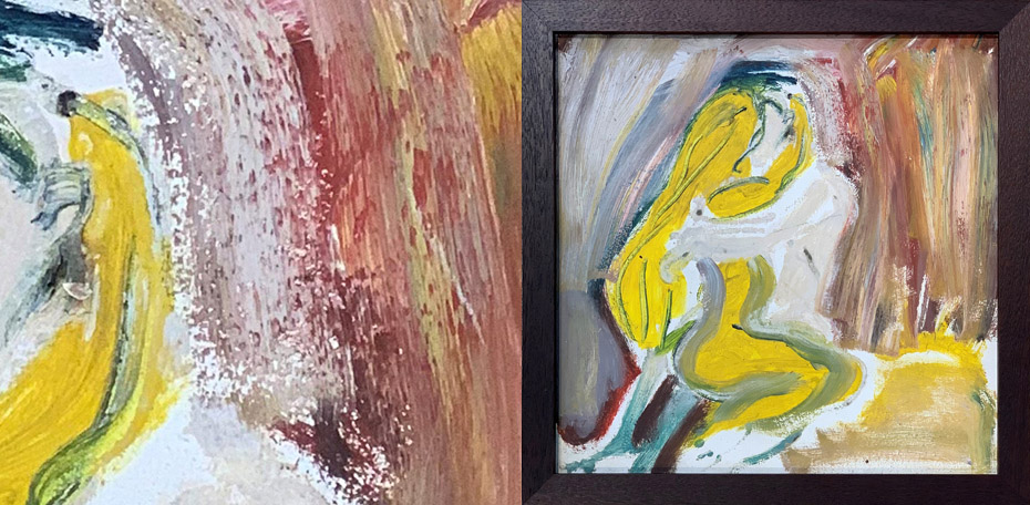 60 PT Yellow & White Embrace 1960 oil on board 41 x 41 450 x 450 fr