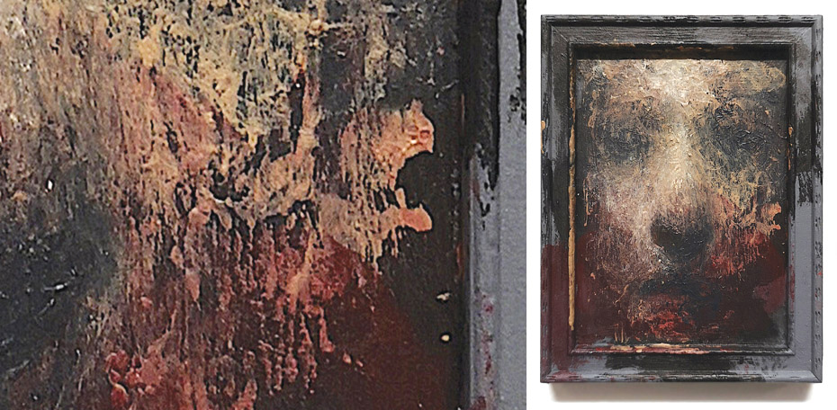Ikon 6 Acrylic on found frame 115 x 90 mm 2021