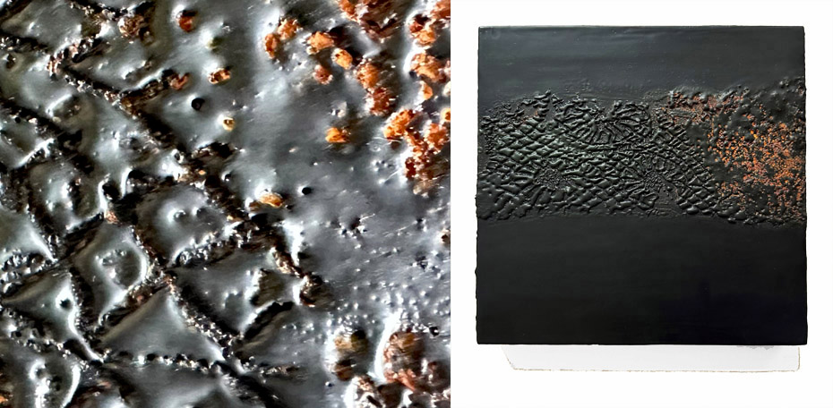 Silent Remnants c - 300 x 300 x 45 - Bees Wax & Damar Resin, Iron Powder (Rusted).