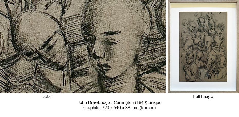 250118 JD From the Estate - JD Etchings - JD Carrington (life study) 1949, ink 780 x 650 x 38 (fr)